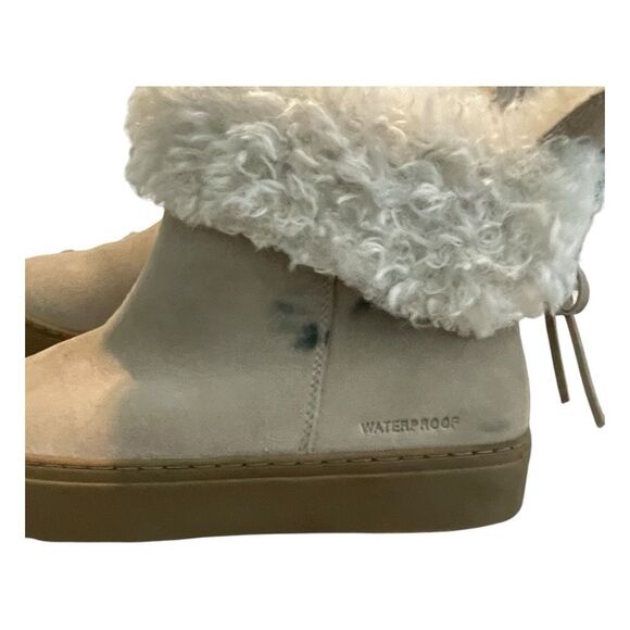 Cougar Devon Waterproof Slip-on Bootie Cream Suede Faux Fur Collar Sz 8 - Picture 7 of 8